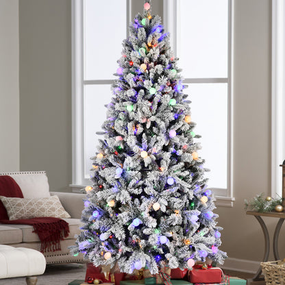 7.5FT/8FT Prelit Flocked Christmas Tree