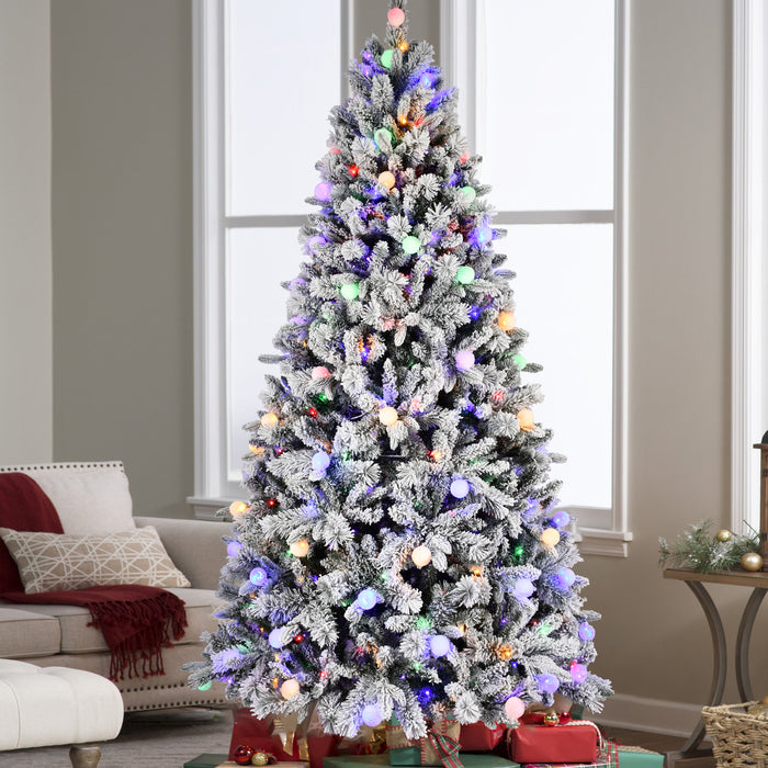 7.5FT/8FT Prelit Flocked Christmas Tree