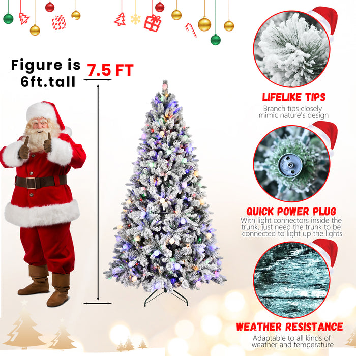 7.5FT/8FT Prelit Flocked Christmas Tree
