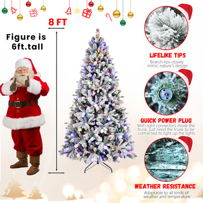 7.5FT/8FT Prelit Flocked Christmas Tree
