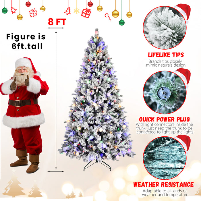 7.5FT/8FT Prelit Flocked Christmas Tree
