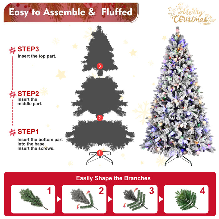 7.5FT/8FT Prelit Flocked Christmas Tree