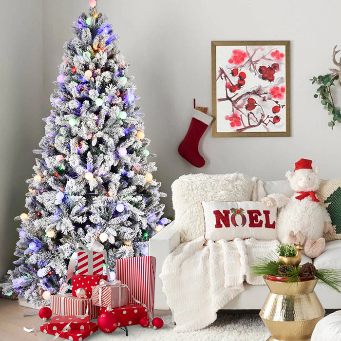 7.5FT/8FT Prelit Flocked Christmas Tree
