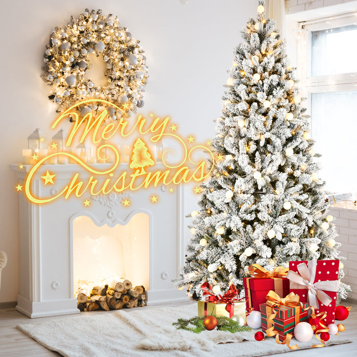 7.5FT/8FT Prelit Flocked Christmas Tree