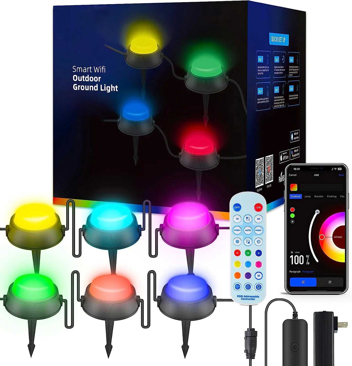Outdoor Smart Ground Lights 46FT 15PCS/Pack — AvatarControls