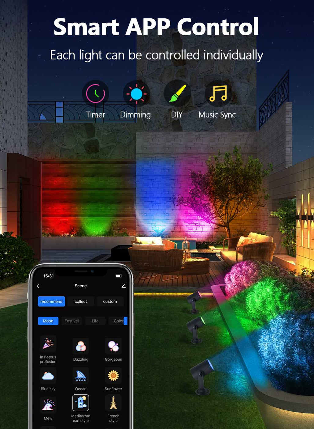 Outdoor Smart RGB Spot Lights 4PCS/Pack — AvatarControls