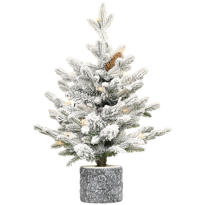 2/3/4.5/6.5-ft Pre-lit Potted Snow Flocked Christmas Tree with Warm White LED Lights