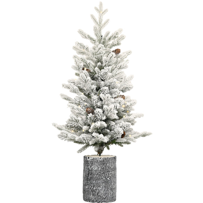 2/3/4.5/6.5-ft Pre-lit Potted Snow Flocked Christmas Tree with Warm White LED Lights