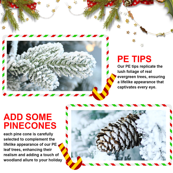2/3/4.5/6.5-ft Pre-lit Potted Snow Flocked Christmas Tree with Warm White LED Lights