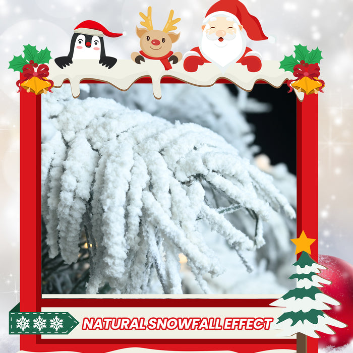5/6/7/8-ft Prelit Flocked Premium Artificial Christmas Tree with Warm White Lights