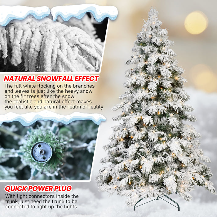 5/6/7/8-ft Prelit Flocked Premium Artificial Christmas Tree with Warm White Lights