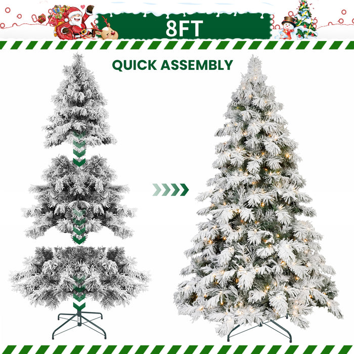 5/6/7/8-ft Prelit Flocked Premium Artificial Christmas Tree with Warm White Lights
