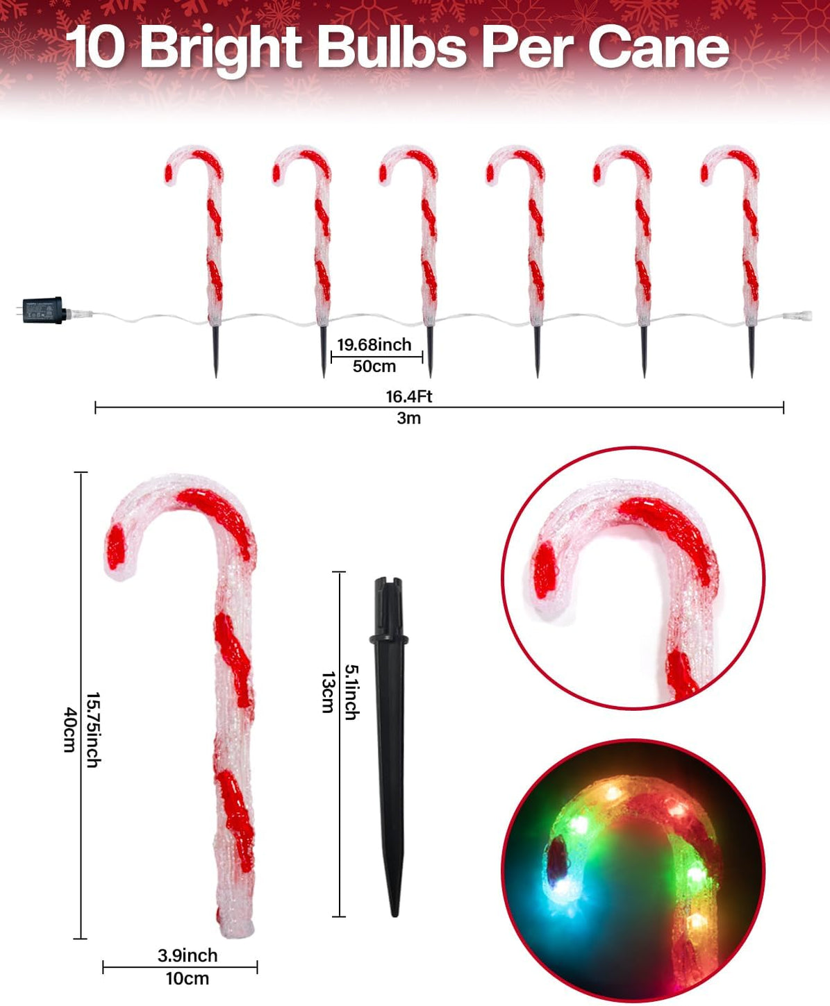 Smart Candy Canes Pathway Lights with App Remote (6pcs/pack ...