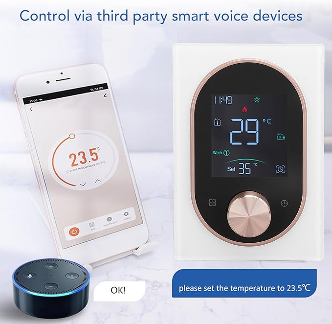 Smart Knob Thermostat WiFi Enabled Programmable Temperature Control For Electric/Water Heating/Gas Boiler