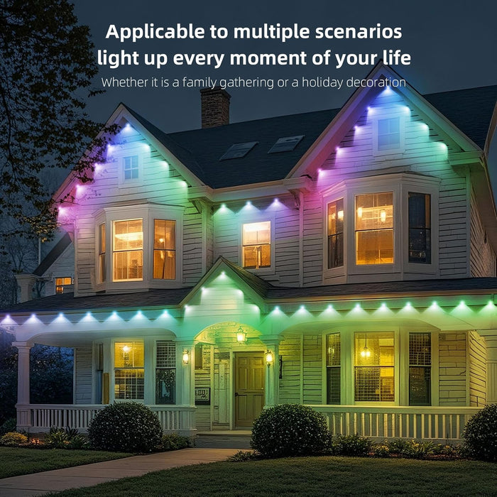 Smart Permanent Outdoor Lights DIY Color-Changing String Lights for Eaves Xmas Halloween and Party Decor