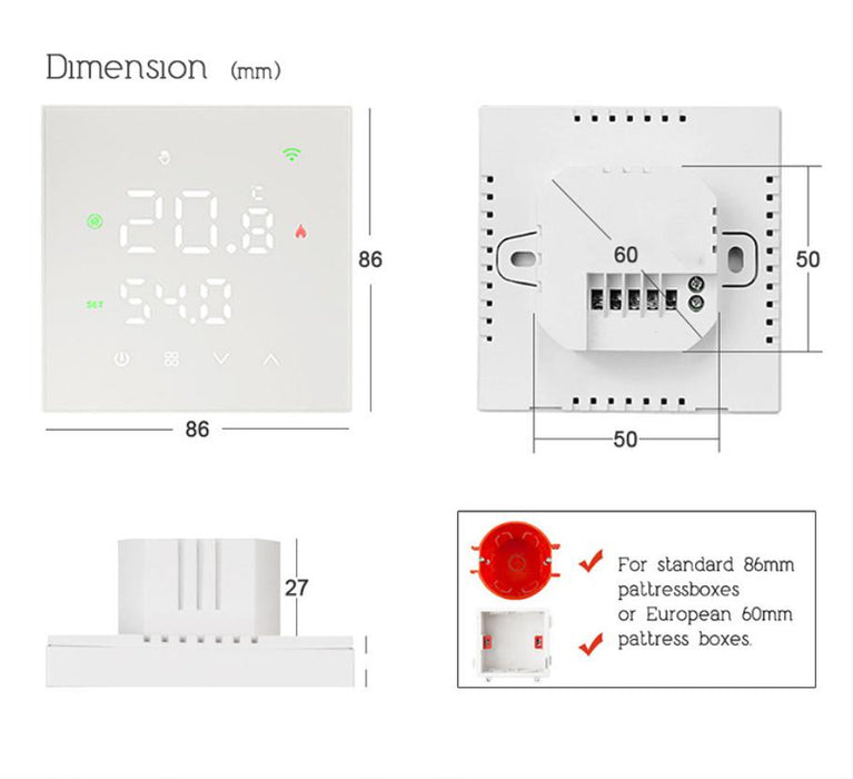 Smart Thermostat Touch Screen WiFi Enabled Programmable Temperature Control For Electric/Water Heating/Gas Boiler