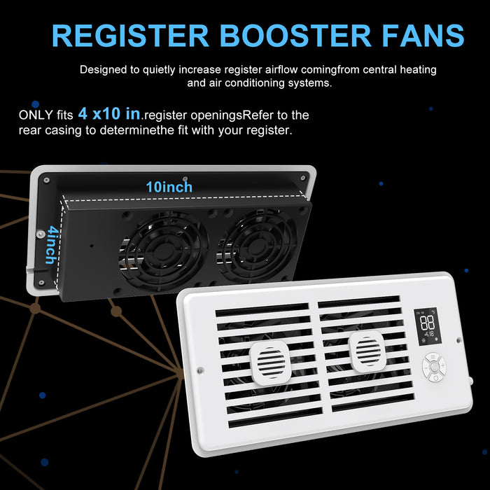 Smart Vent Booster Fan with Remote Control 4" x 10"