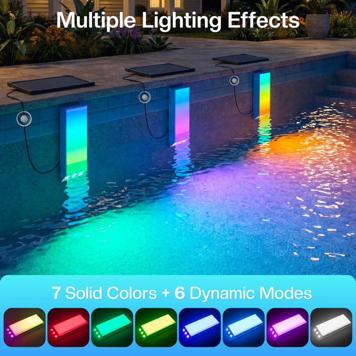 Solar Powered Color Changing Underwater Submersible Pool Lights with Remote