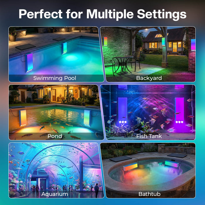 Solar Powered Color Changing Underwater Submersible Pool Lights with Remote