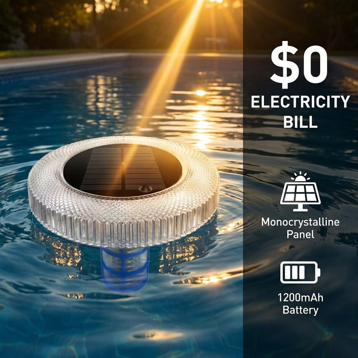 Solar Pool Ionizer with RGB LED Floating Pool Light