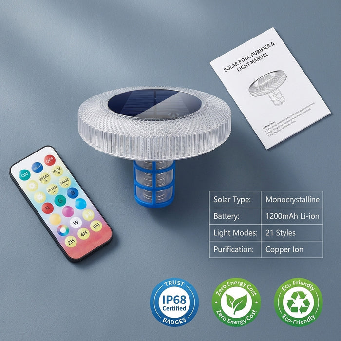 Solar Pool Ionizer with RGB LED Floating Pool Light