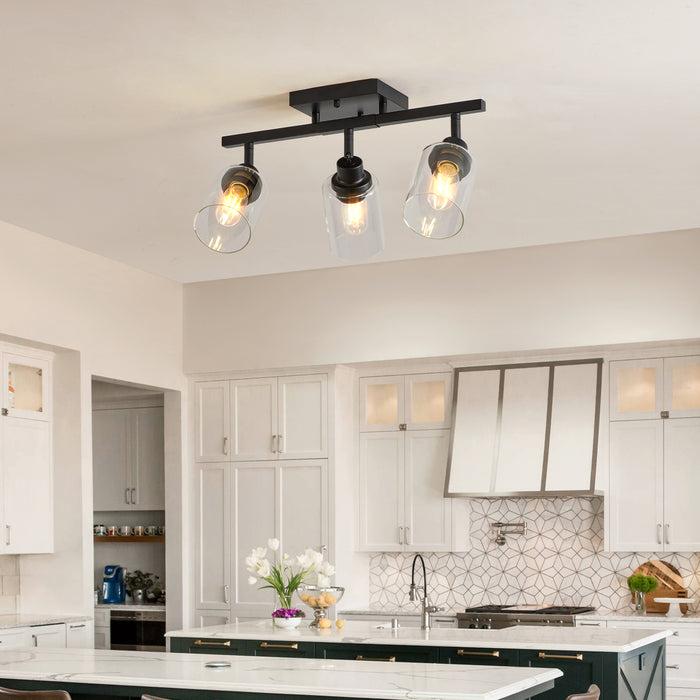 3/4/5/6 Modern Track Light Fixtures Ceiling Vanity Lights Rotatable Heads & Clear Glass Shade