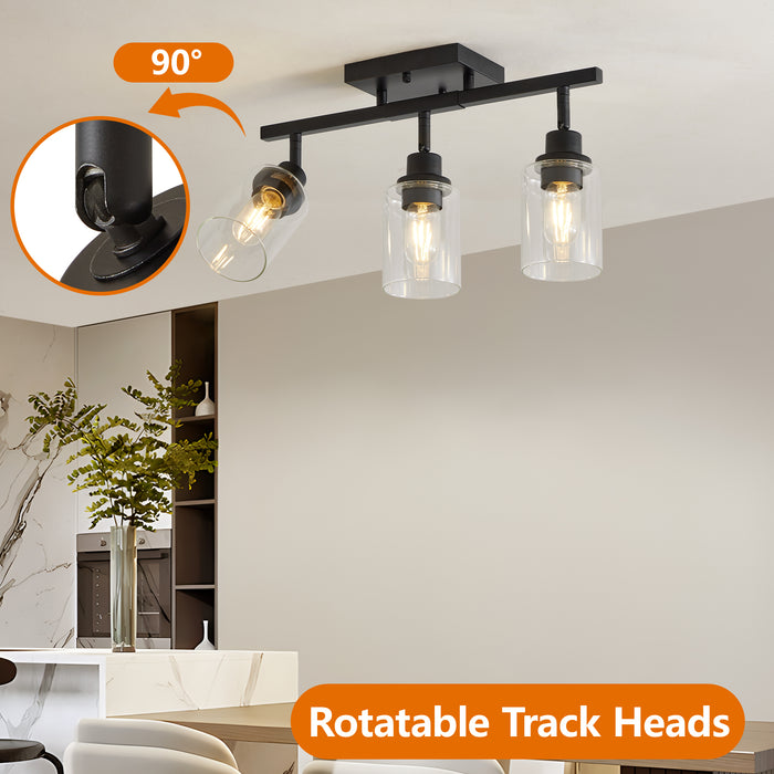 3/4/5/6 Modern Track Light Fixtures Ceiling Vanity Lights Rotatable Heads & Clear Glass Shade
