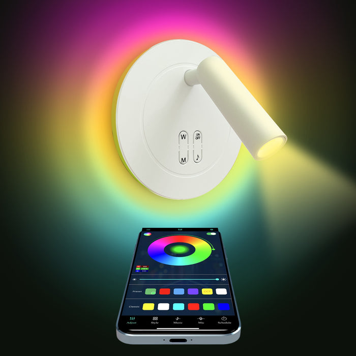 RGB Color Changing Adjustable Wall Sconces Remote App-Controlled