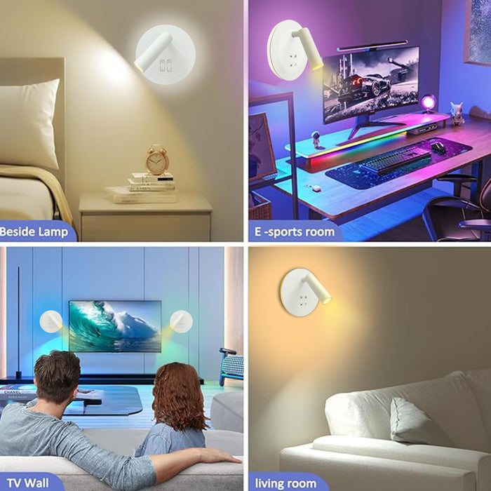 RGB Color Changing Adjustable Wall Sconces Remote App-Controlled