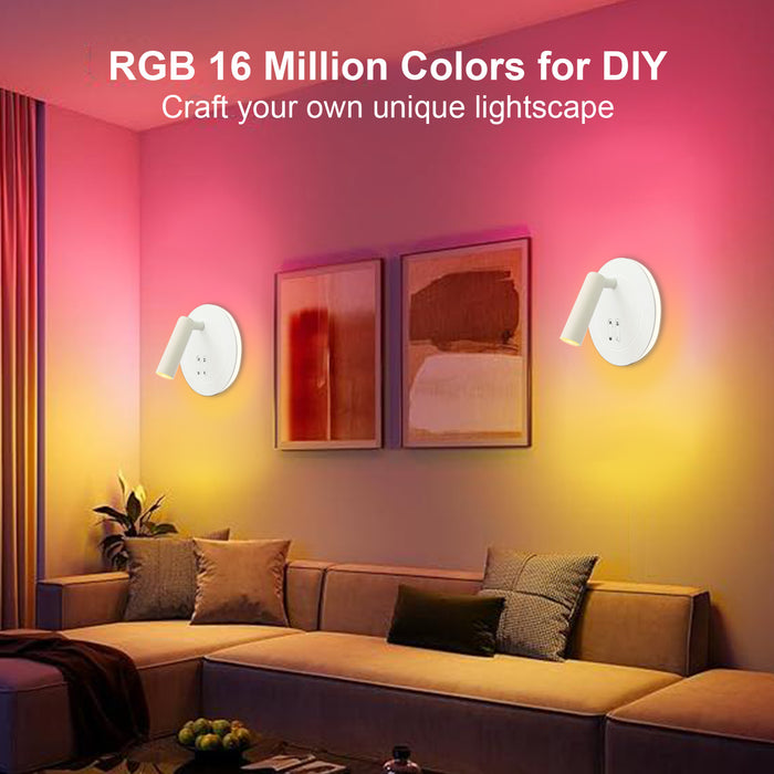 RGB Color Changing Adjustable Wall Sconces Remote App-Controlled