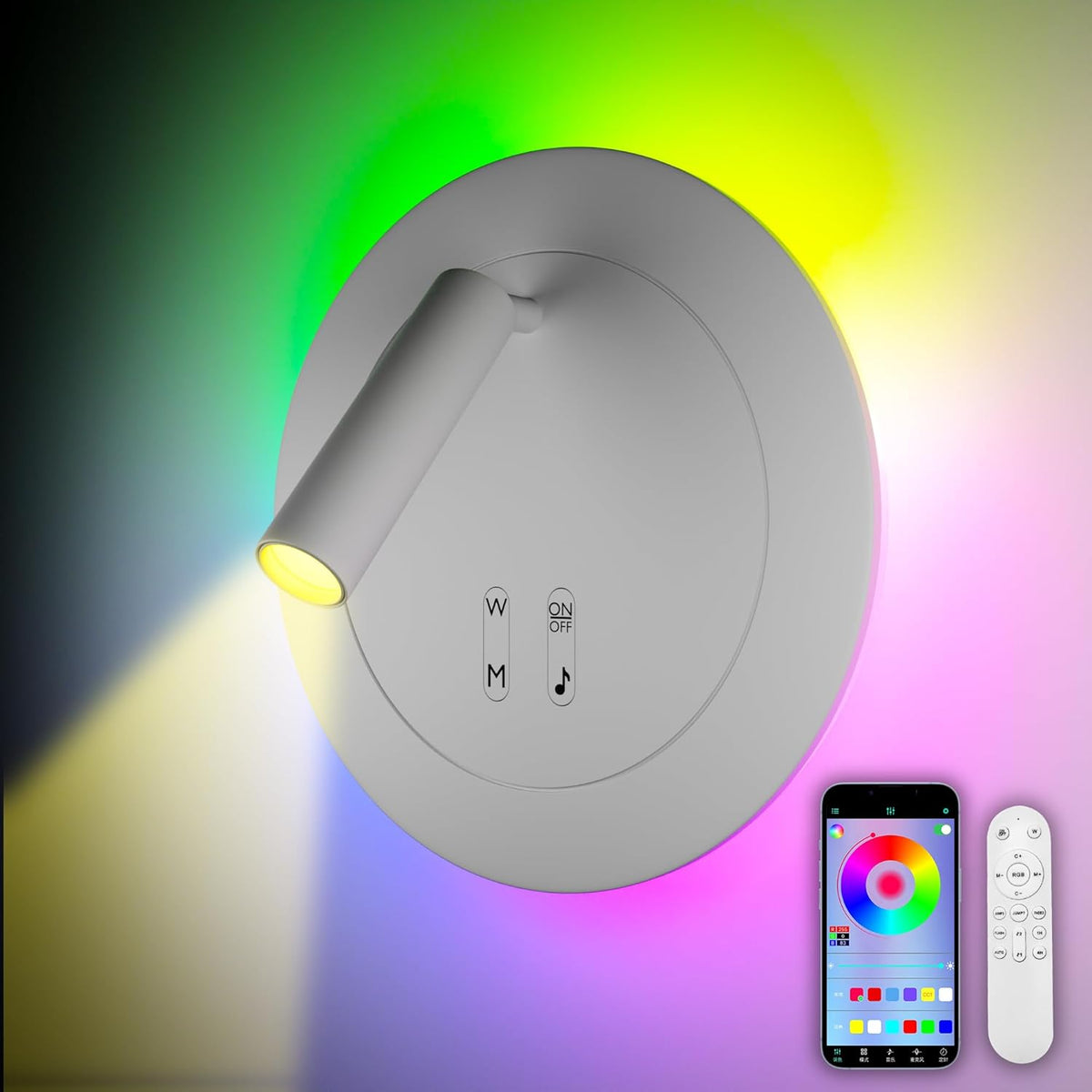 RGB Color Changing Adjustable Wall Sconces Remote App-Controlled ...