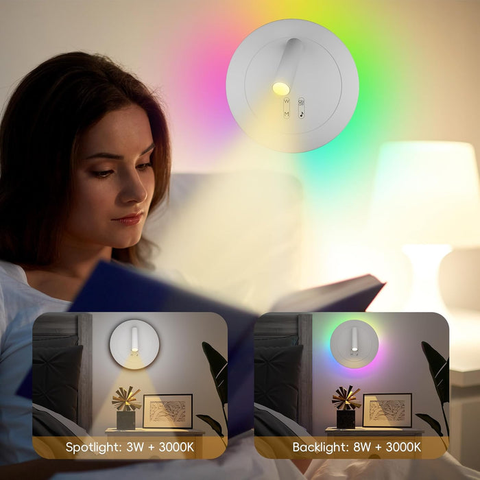 RGB Color Changing Adjustable Wall Sconces Remote App-Controlled