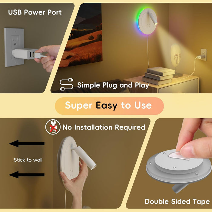 RGB Color Changing Adjustable Wall Sconces Remote App-Controlled