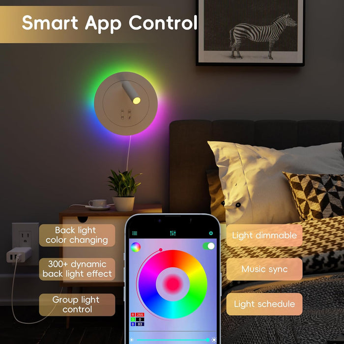 RGB Color Changing Adjustable Wall Sconces Remote App-Controlled