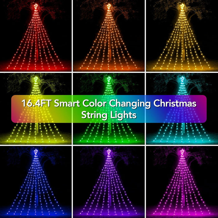 Waterfall Christmas Decorations Star String Lights (F5 LED Version)