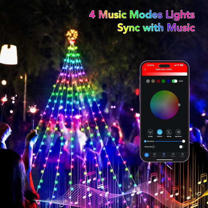 Waterfall Christmas Decorations Star String Lights (F5 LED Version)