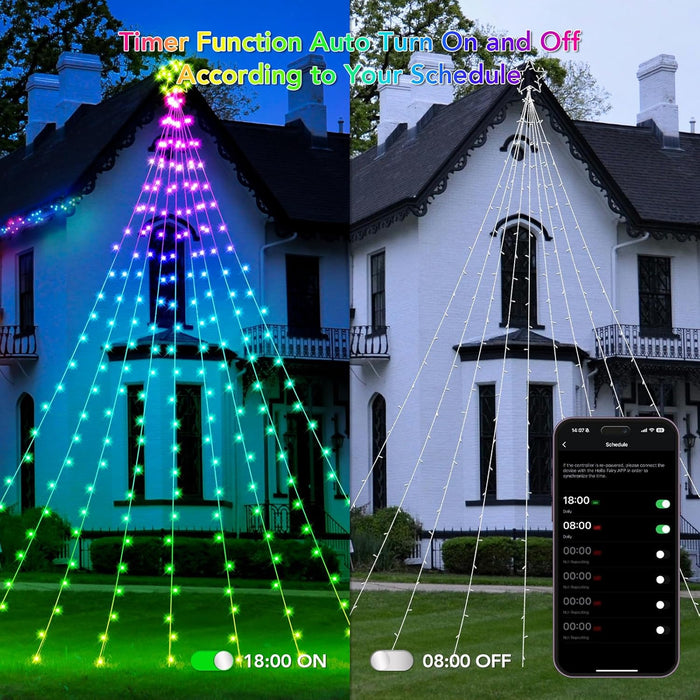 Waterfall Christmas Decorations Star String Lights (F5 LED Version)