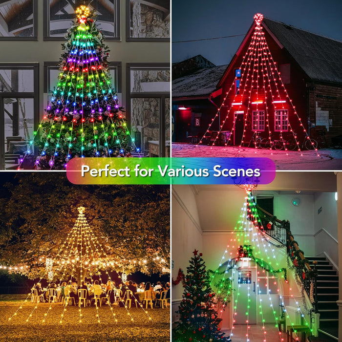 Waterfall Christmas Decorations Star String Lights (F5 LED Version)