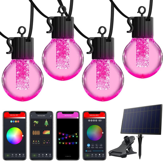 Solar String Lights App& Remote Control Patio Lights with RGB 53ft 25 LED