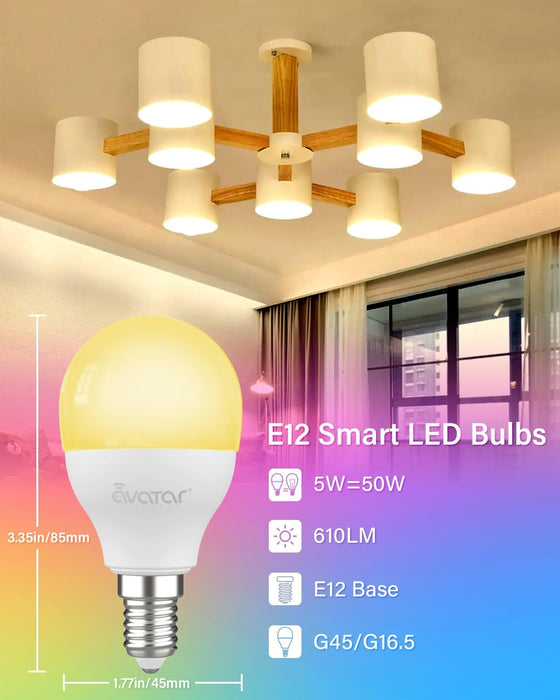 E12/G45 Smart LED Light Bulbs (4 PACK 110V for US)