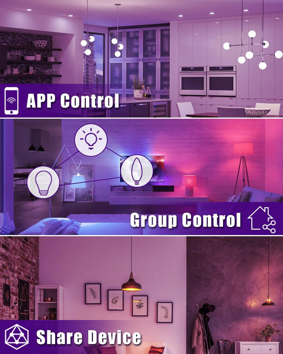 E12/G45 Smart LED Light Bulbs (4 PACK 110V for US)