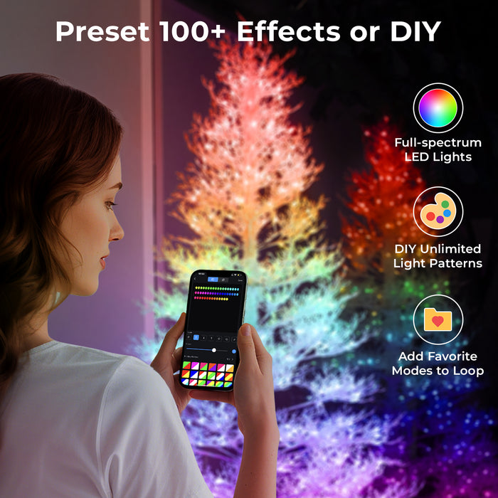 7.5ft Pre-lit White Artificial Christmas Tree with Smart Programmable LED Fairy Lights