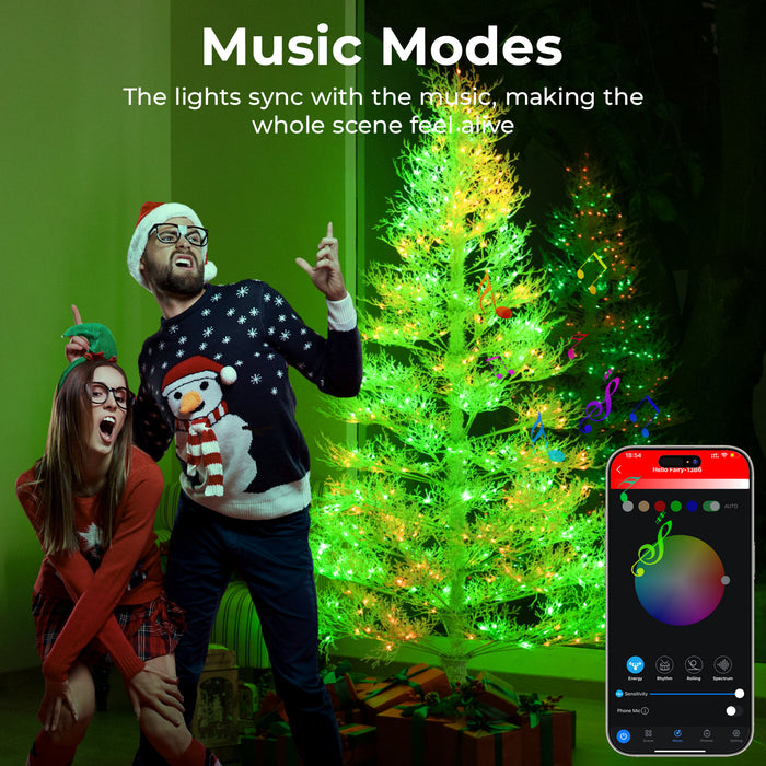 7.5ft Pre-lit White Artificial Christmas Tree with Smart Programmable LED Fairy Lights