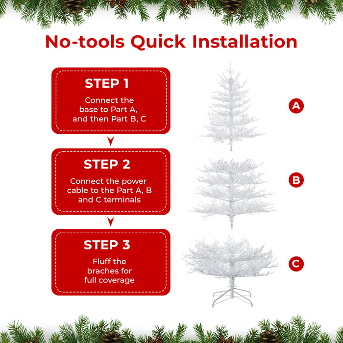 7.5ft Pre-lit White Artificial Christmas Tree with Smart Programmable LED Fairy Lights