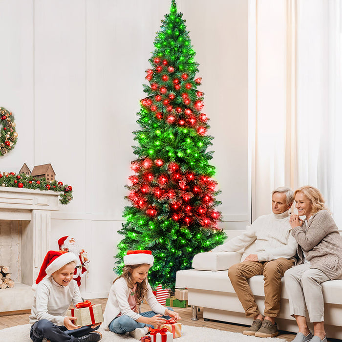9ft Pre-lit Pencil Artificial Christmas Tree with Smart Programmable LED Fairy Lights