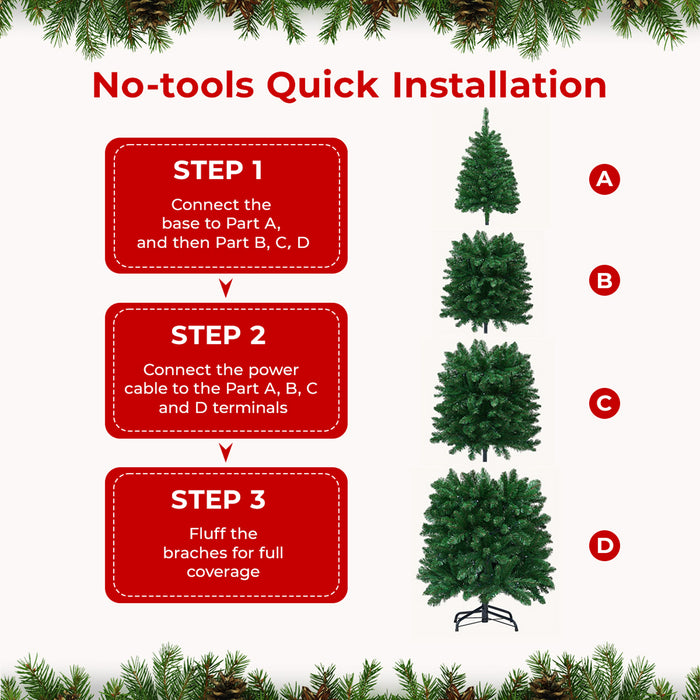9ft Pre-lit Pencil Artificial Christmas Tree with Smart Programmable LED Fairy Lights