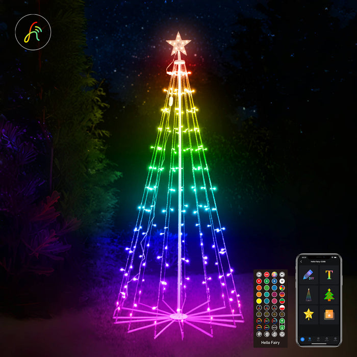 Smart Pre-lit Christmas Cone Tree with Programmble Fairy LED Lights