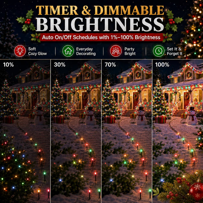 Smart String Lights RGB Color Changing Fairy Lights with APP & Remote Control Music Sync Timer Dimmable IP65 Waterproof Plug-in Lights for Indoor Outdoor Halloween christmas Party Yard