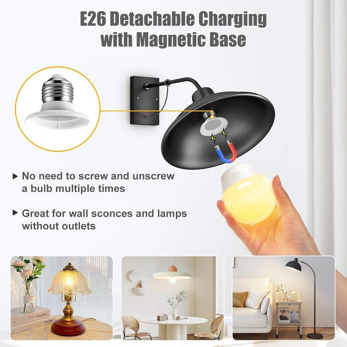 E26/E27 Rechargeable Light Bulb with Remote and Timer 2 Pack