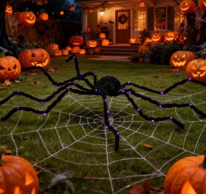 Halloween Yard Decor,Prop Light-up Oversized Spider,with Light Up Bendable Legs